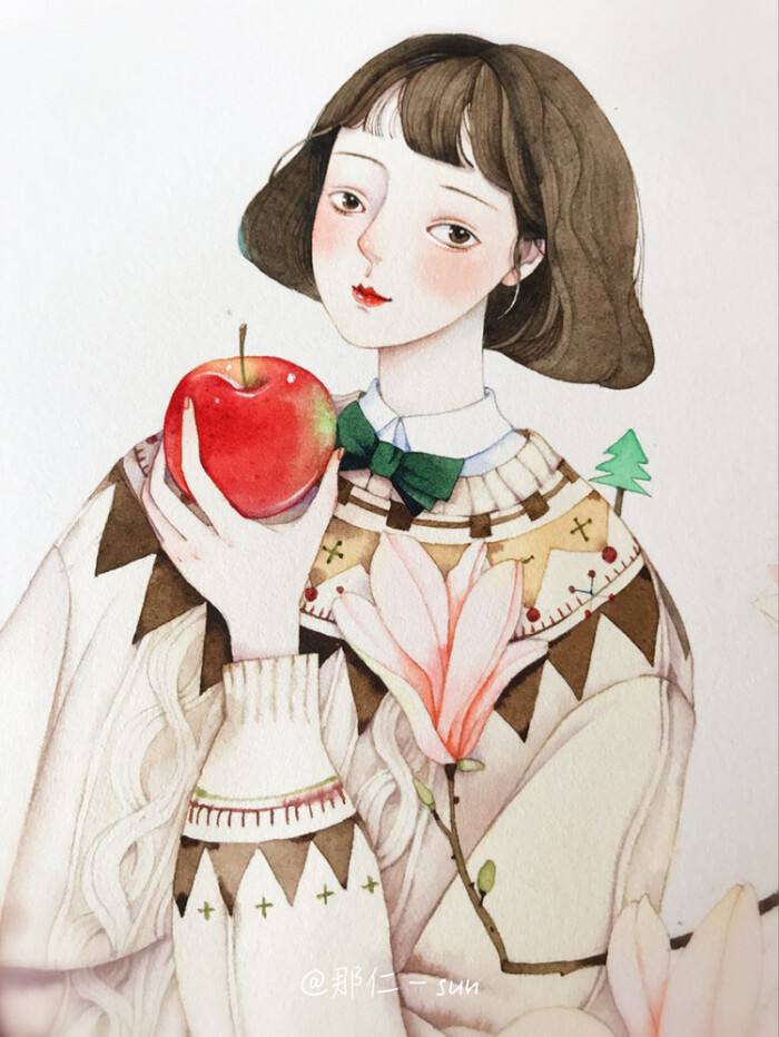 森系水彩插画 暖系