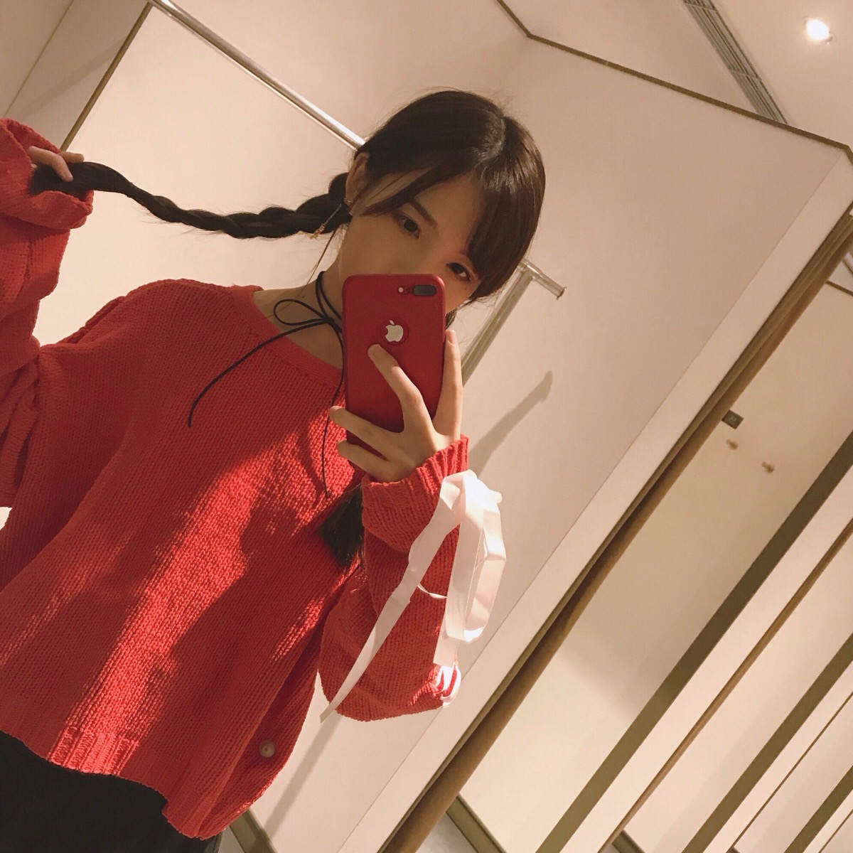 韩系 女生 欧美 半身 唯美 遮脸 镜子照 中式风 安静 可爱 卖萌 个性