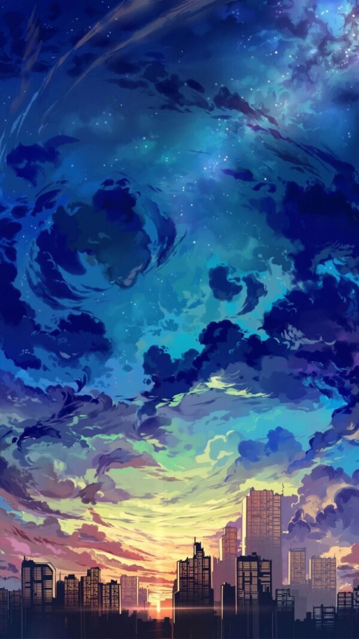 手绘 蓝色 壁纸 天空
