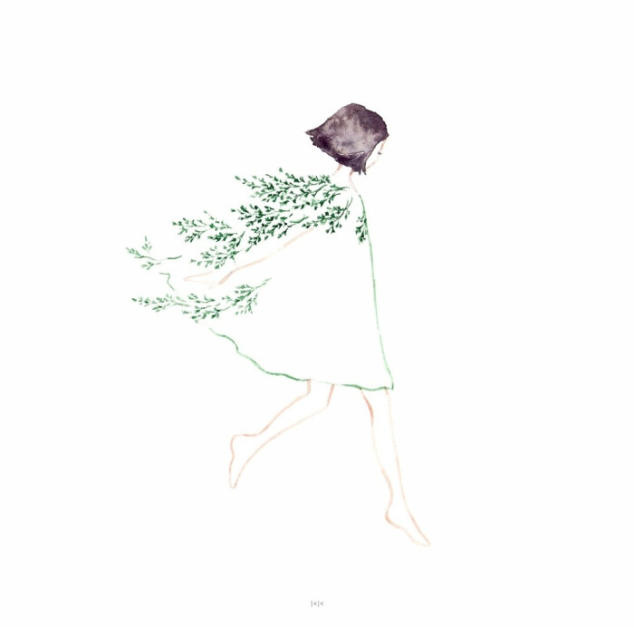 少女水彩画图片