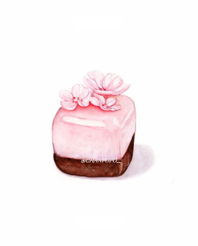 【小美食】水彩 手绘 绘画 插画 美食 甜品 粉色系