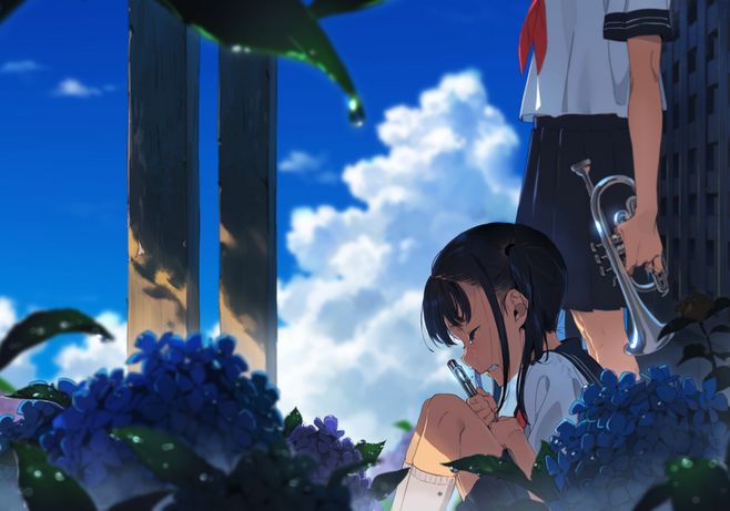 动漫 少女 意境 二次元 场景图 唯美 插画