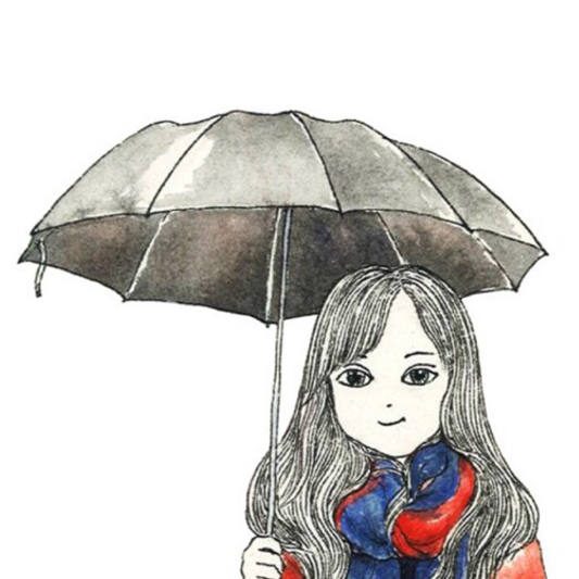 撑伞的少女 彩铅手绘风 女头像