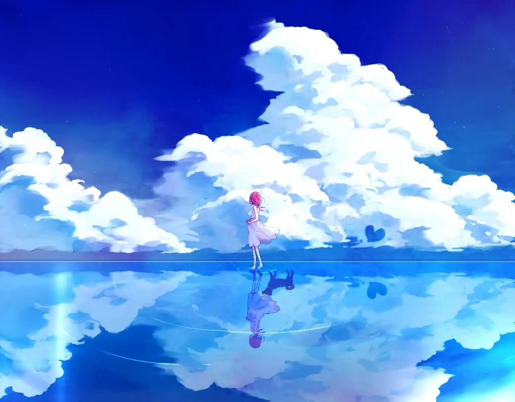 天空蓝少女壁纸