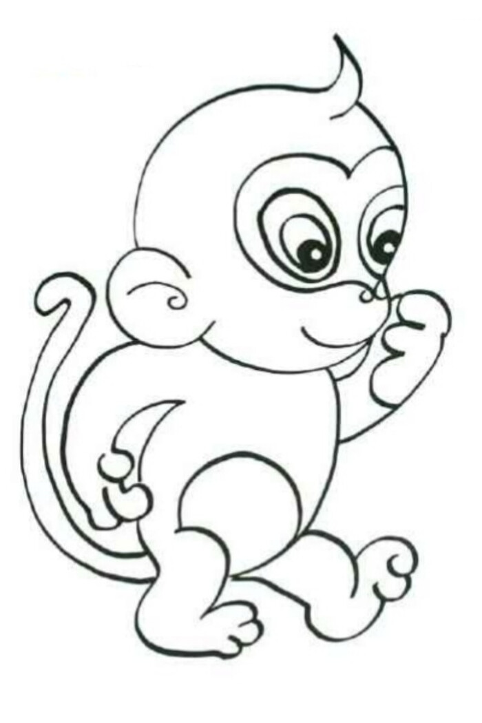 卡通版十二生肖简笔画——猴