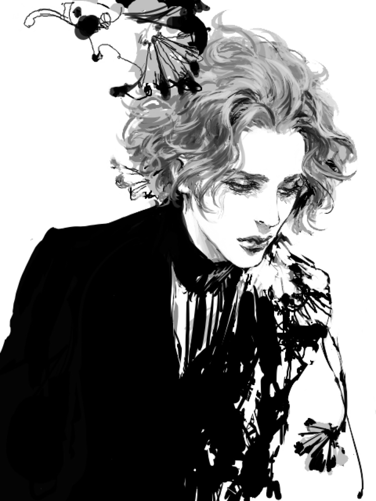 【画师:demian】【人物】【版画】【手绘】【插画】【男生】【参考】