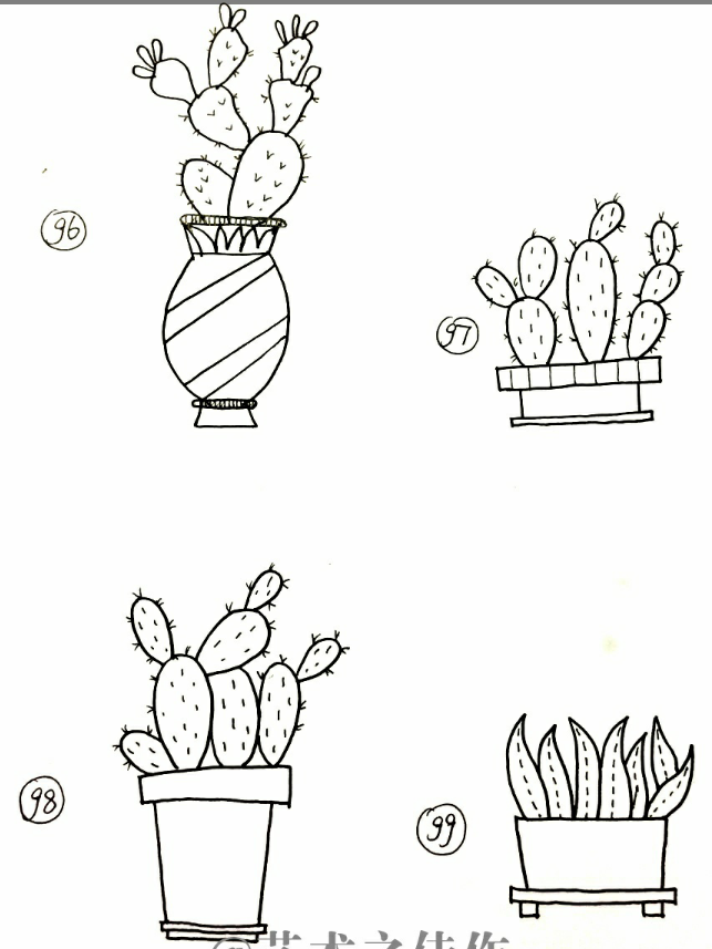 小盆栽简笔画,手绘