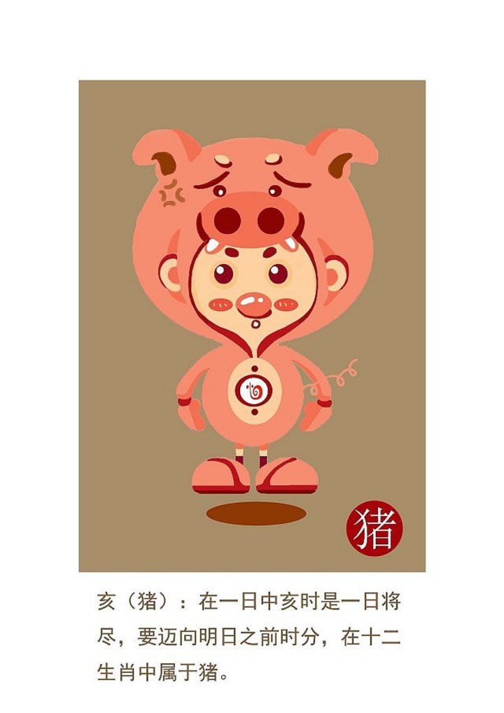 十二生肖明信片设计——亥猪