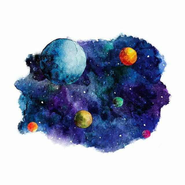 水彩 手帐素材 宇宙 星球 星空 太空 彩色