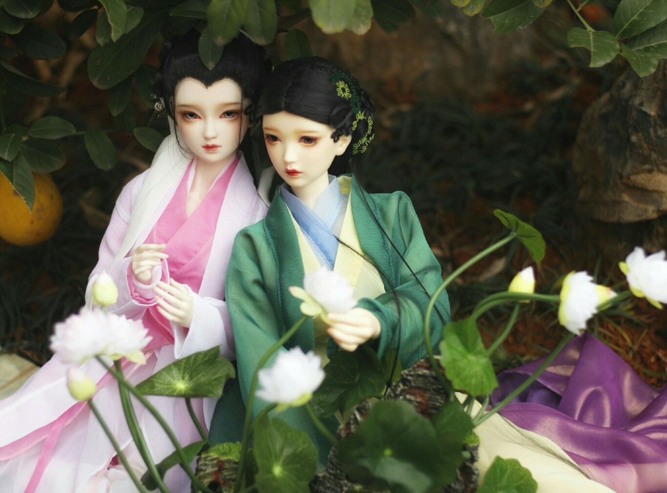 白素贞×小青〕sd娃娃 bjd 玩具 人偶 壁纸 萌物 古风精致美人