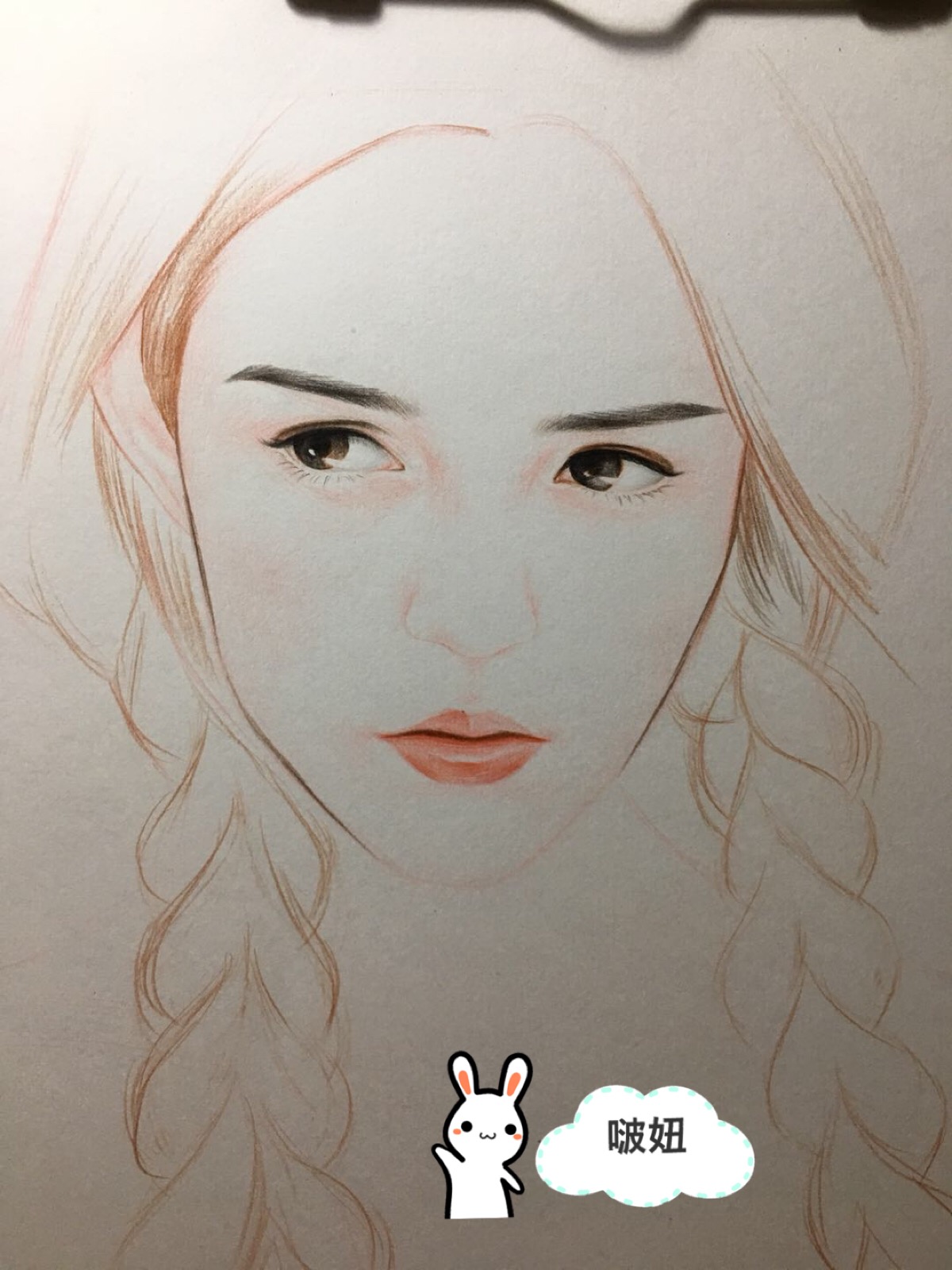 彩铅 素描 美女