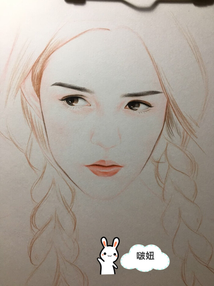 彩铅 素描 美女