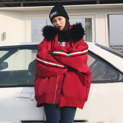 chic冬季飞行服夹克oversize原宿ins棒球棉服短