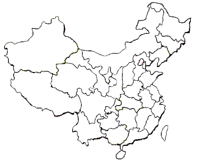 中国空白轮廓地图+省级行政区,学中国地理…-