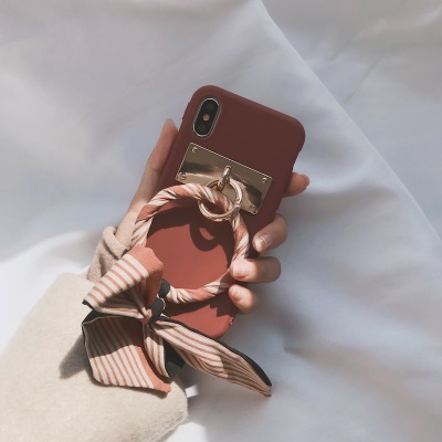 韩国个性女款iPhoneX手机壳豆沙色苹果6splu