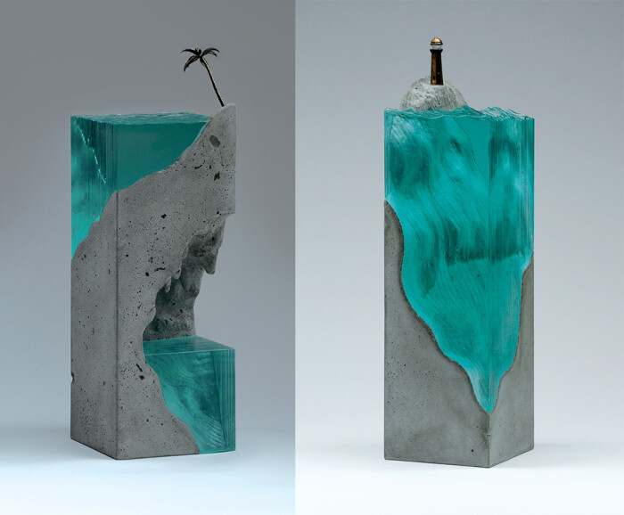 艺术家用混凝土和层状玻璃制作出精美的水体雕塑