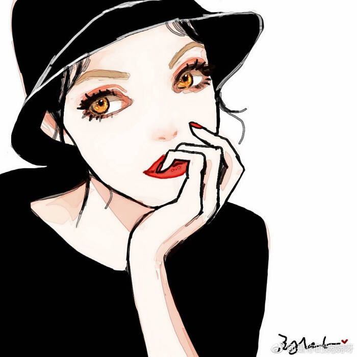女生手绘头像 欧美