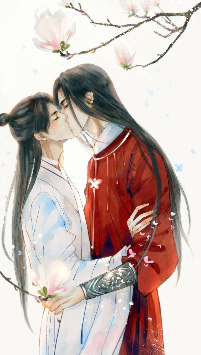 天官赐福 花怜 抱抱亲亲 无水印 手机壁纸 插画 微博作者:江湖闲客