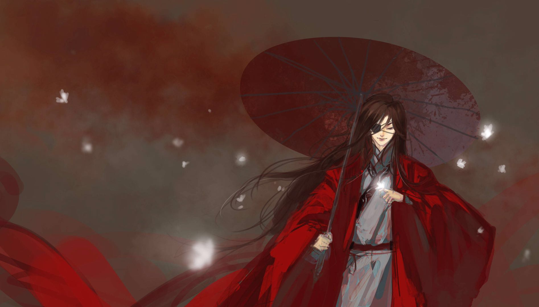 天官赐福 花怜 花城 无水印 桌面壁纸 插画 微博作者:毛毛家滴小毛毛