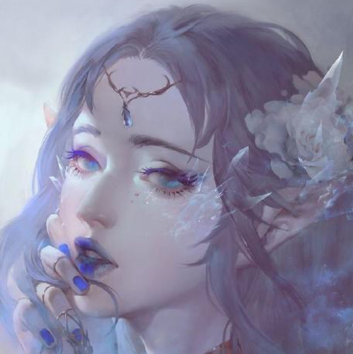 女头 头像 可爱 美人鱼 紫发紫瞳 少女 女孩 优雅 卡通 动漫 超喜欢你