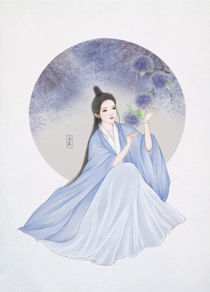 古风汉服人物手绘插画 二十四节气—立夏