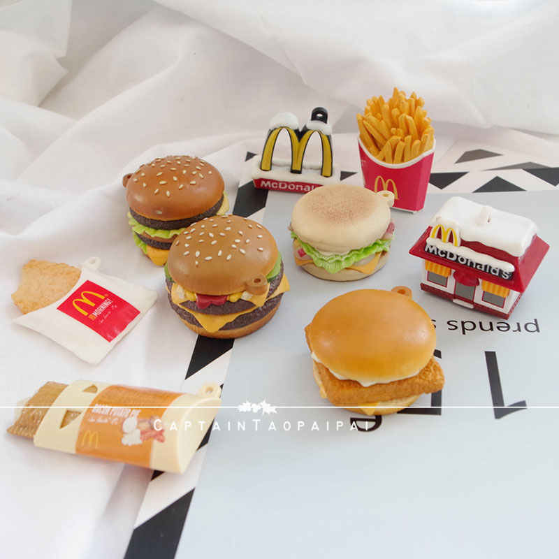麦当劳玩具汉堡薯条仿真食物模型食玩摆件挂件散货微缩扭蛋小玩偶