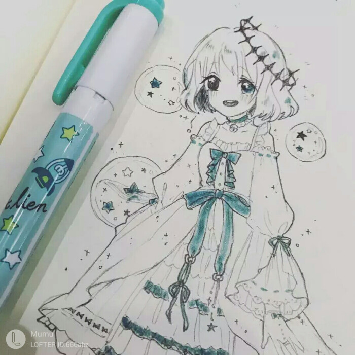 马克笔 动漫 手绘 少女 头像 壁纸 黑白 插画 画师:mumu [侵权致歉]