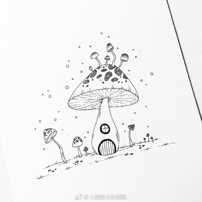 分享一组可爱黑白插画~ ins:littleboegekaer