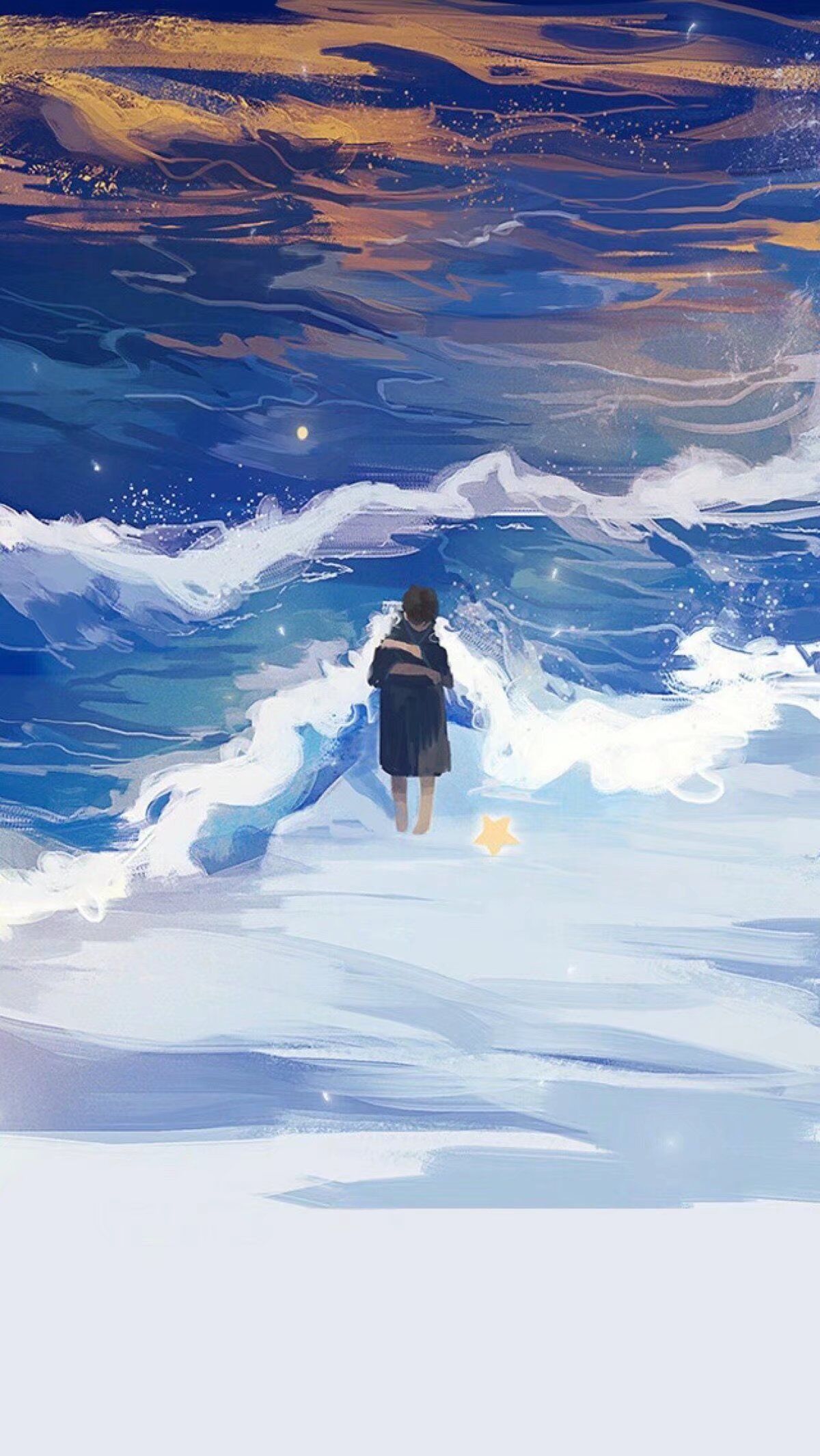 壁纸 大海 少年 蓝色 动漫