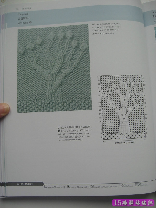 棒针编织的大树造型的花样图解