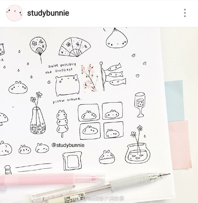 安利一个最近迷上的ins博主:studybunnie她将简笔画与手帐结合得超级