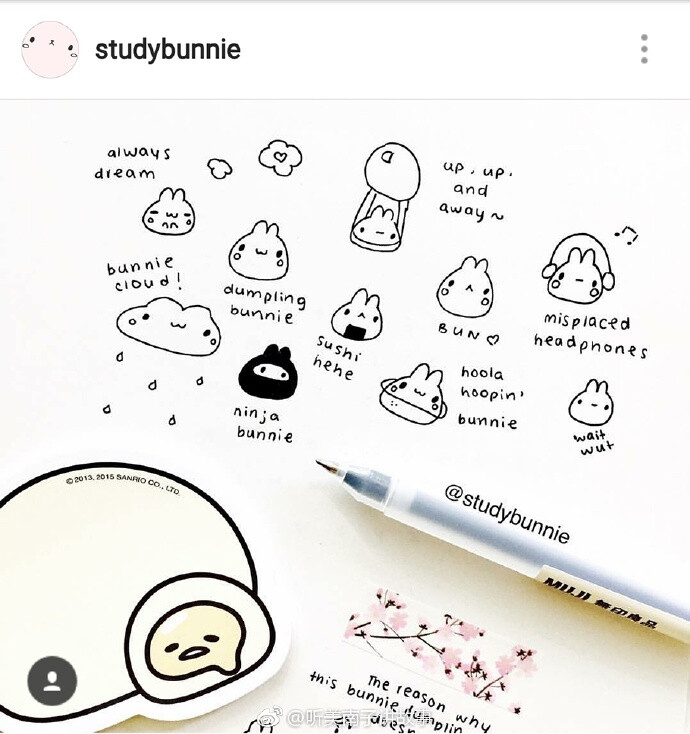 安利一个最近迷上的ins博主:studybunnie她将简笔画与手帐结合得超级