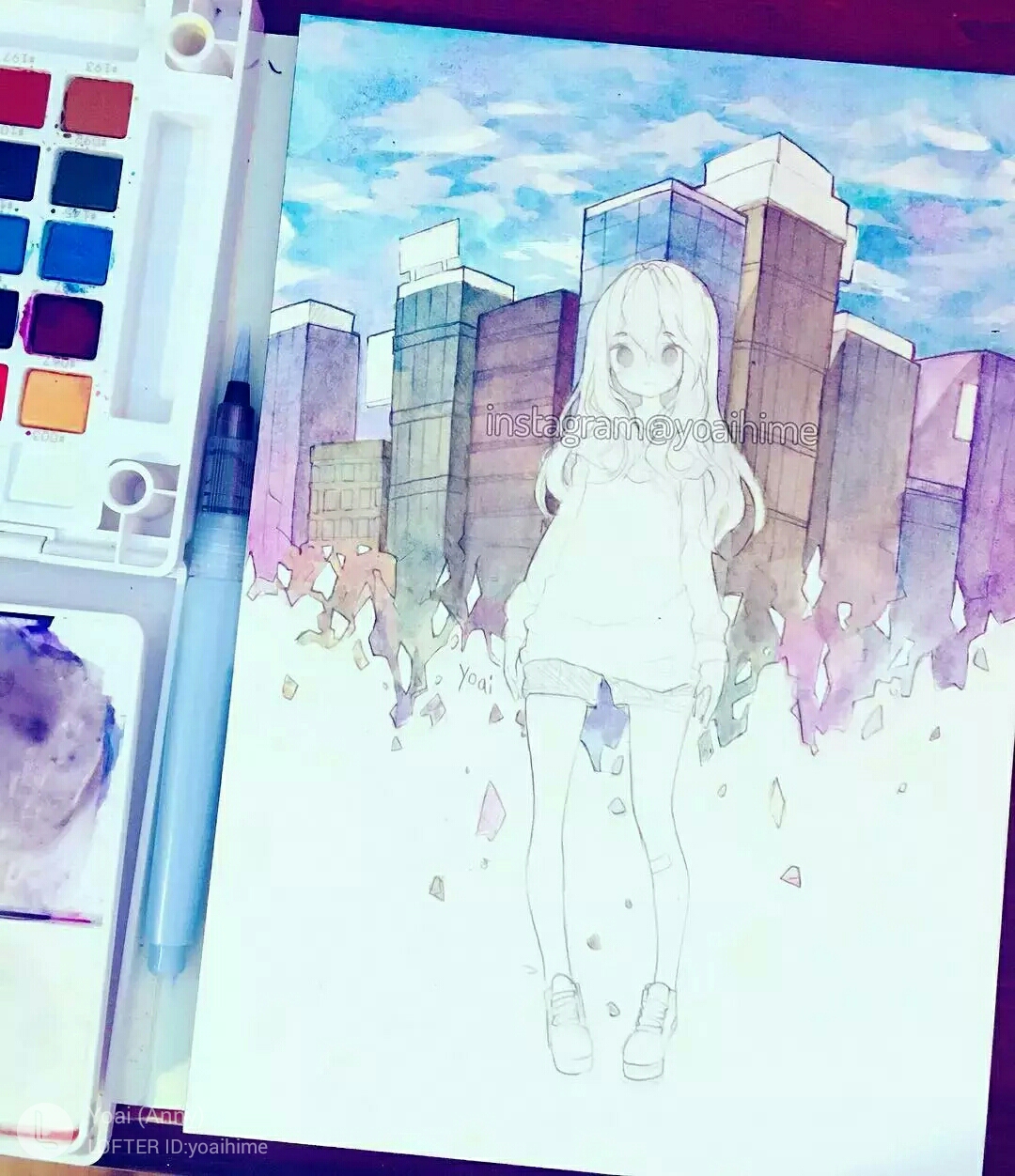 马克笔 动漫 手绘 少女 头像 壁纸 黑白 插画 画师:yoai [侵权致歉]