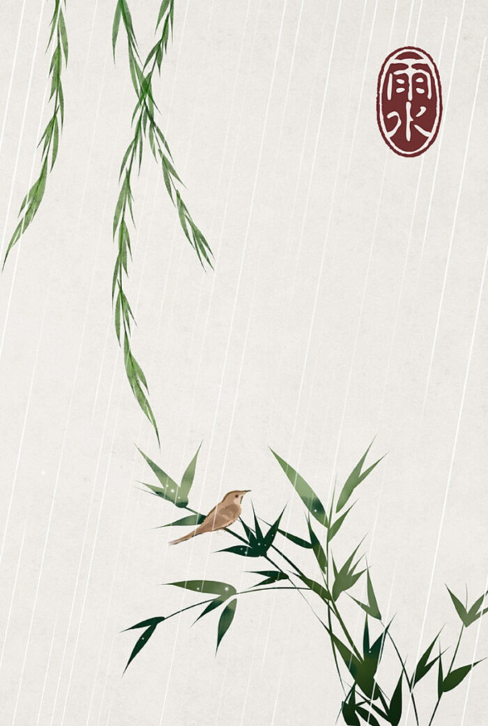 石家小鬼 竹间系列-国画禅意二十四节气—雨水