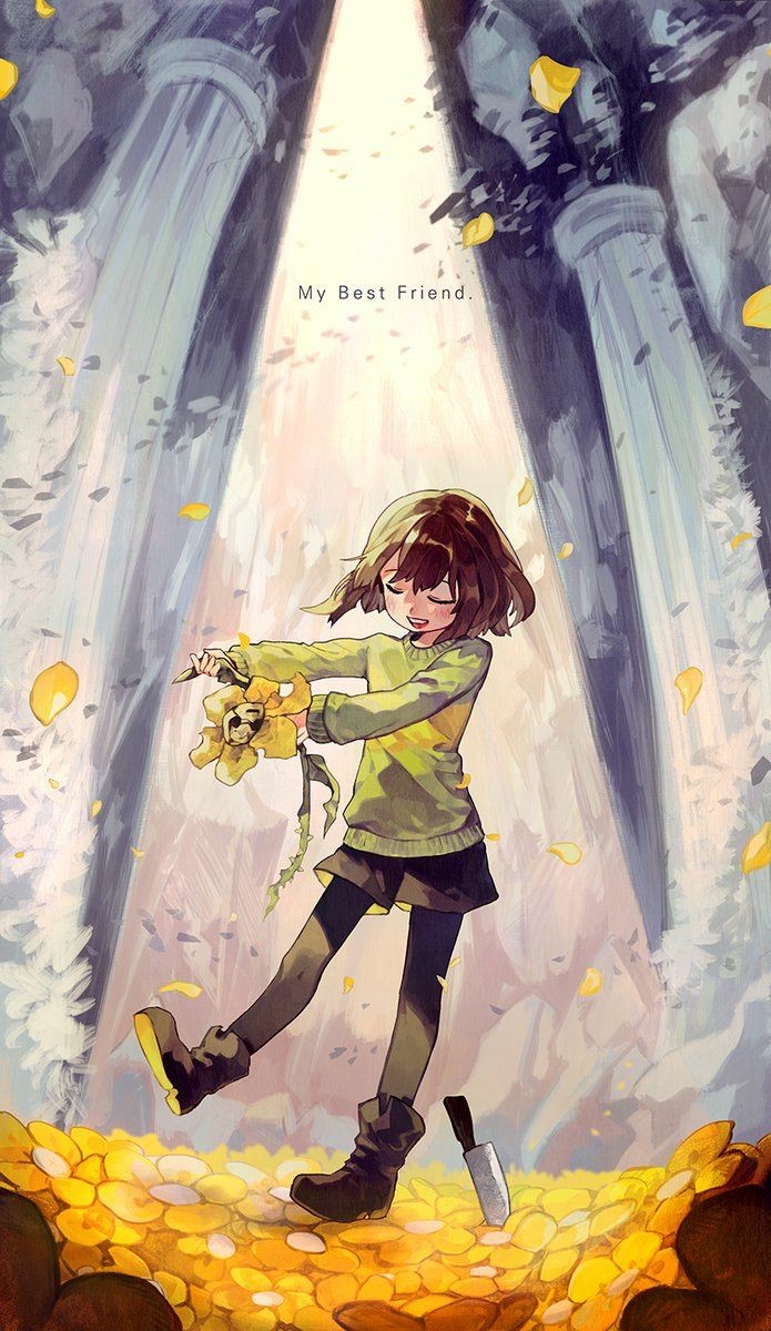 undertalechara18,frisk被小花淦的图片 undertale chara flowey