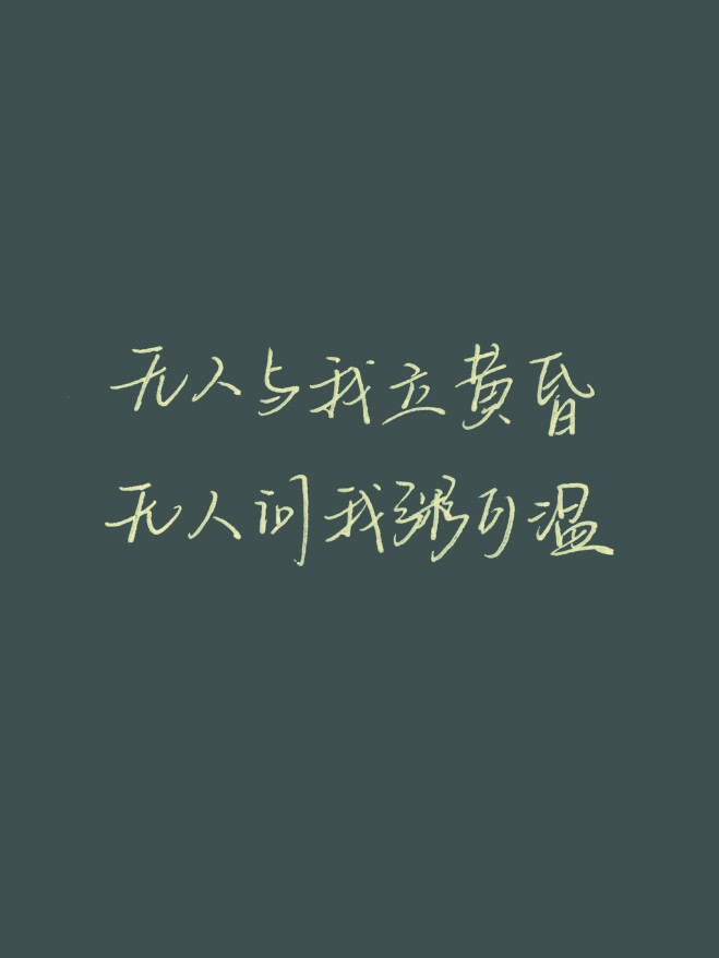 "无人与我立黄昏,无人问我粥可温."