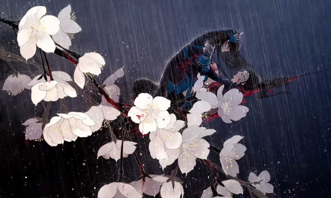 古风 二次元 雨中 唯美