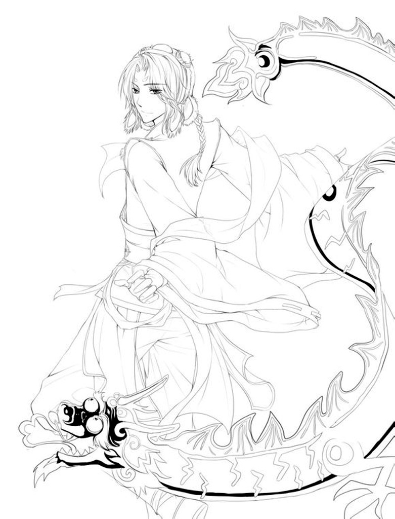 古风古代男子线稿