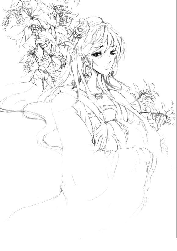 女线稿线描