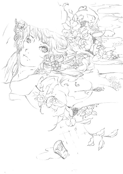 女线稿线描