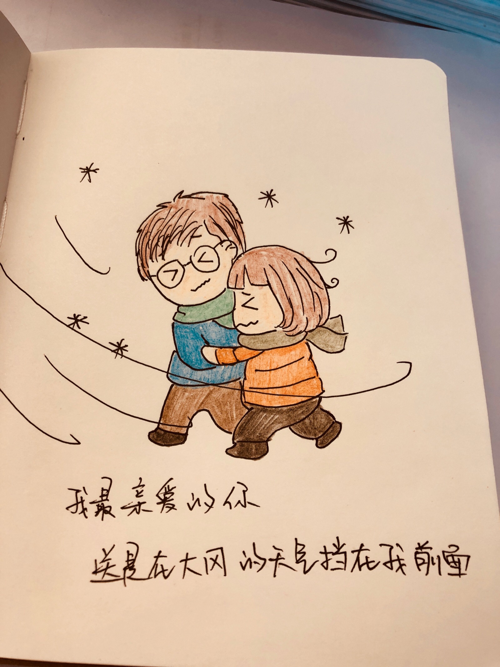 我最亲爱的你总是在大风的天气挡在我前面