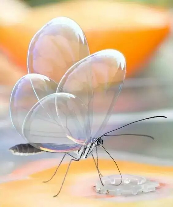天哪,这只蝴蝶的翅膀居然是透明的!