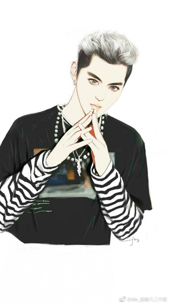 吴亦凡 kris 明星壁纸 男神帅哥 手绘漫画 卡通人物头像 插画绘画
