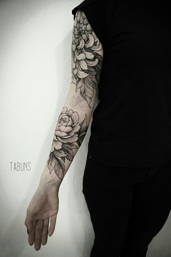 花臂纹身图案参考小臂花卉纹身小臂纹身图案参考菊花纹身牡丹花纹身