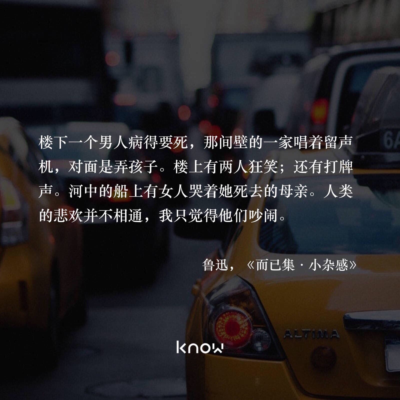 死嗟谋恫⒉幌嗤,我只觉得他们吵闹.——鲁迅《而已集·小杂感》