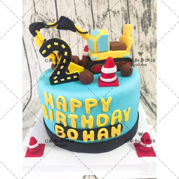 挖机。工程车。翻糖蛋糕。