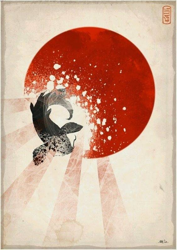 国旗元素(红白色与圆形)在日本海报设计中的应