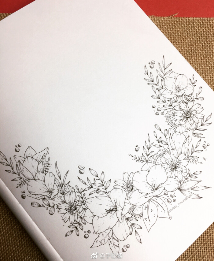 黑白画,花卉