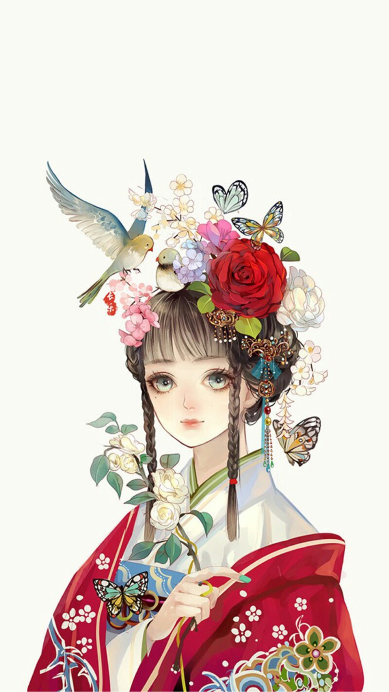 插画,动漫,人物,手绘,森系,唯美,意境,壁纸,背景,古风,涂鸦