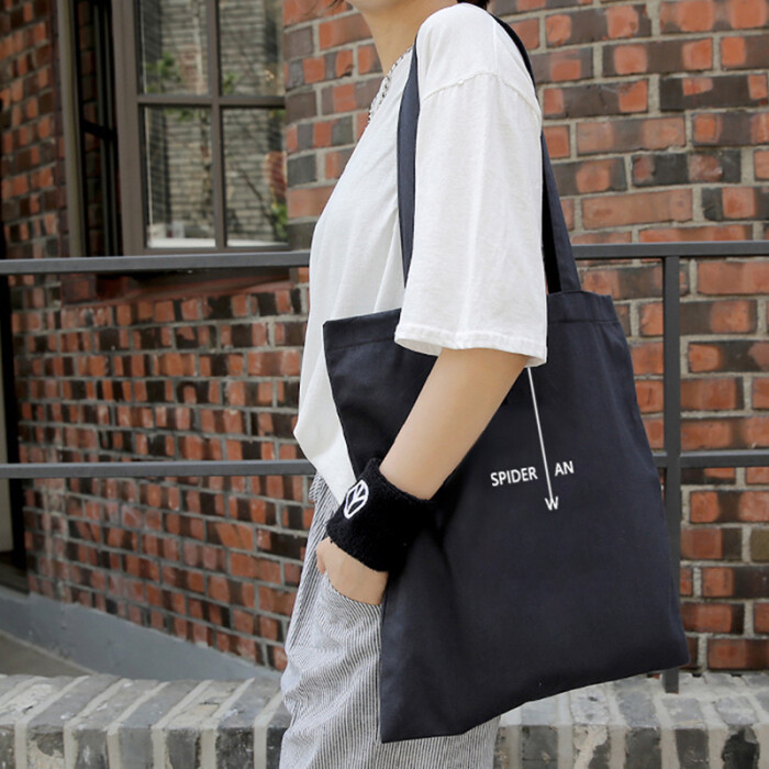 韩国简约字母帆布袋男女文艺单肩帆布包环保袋